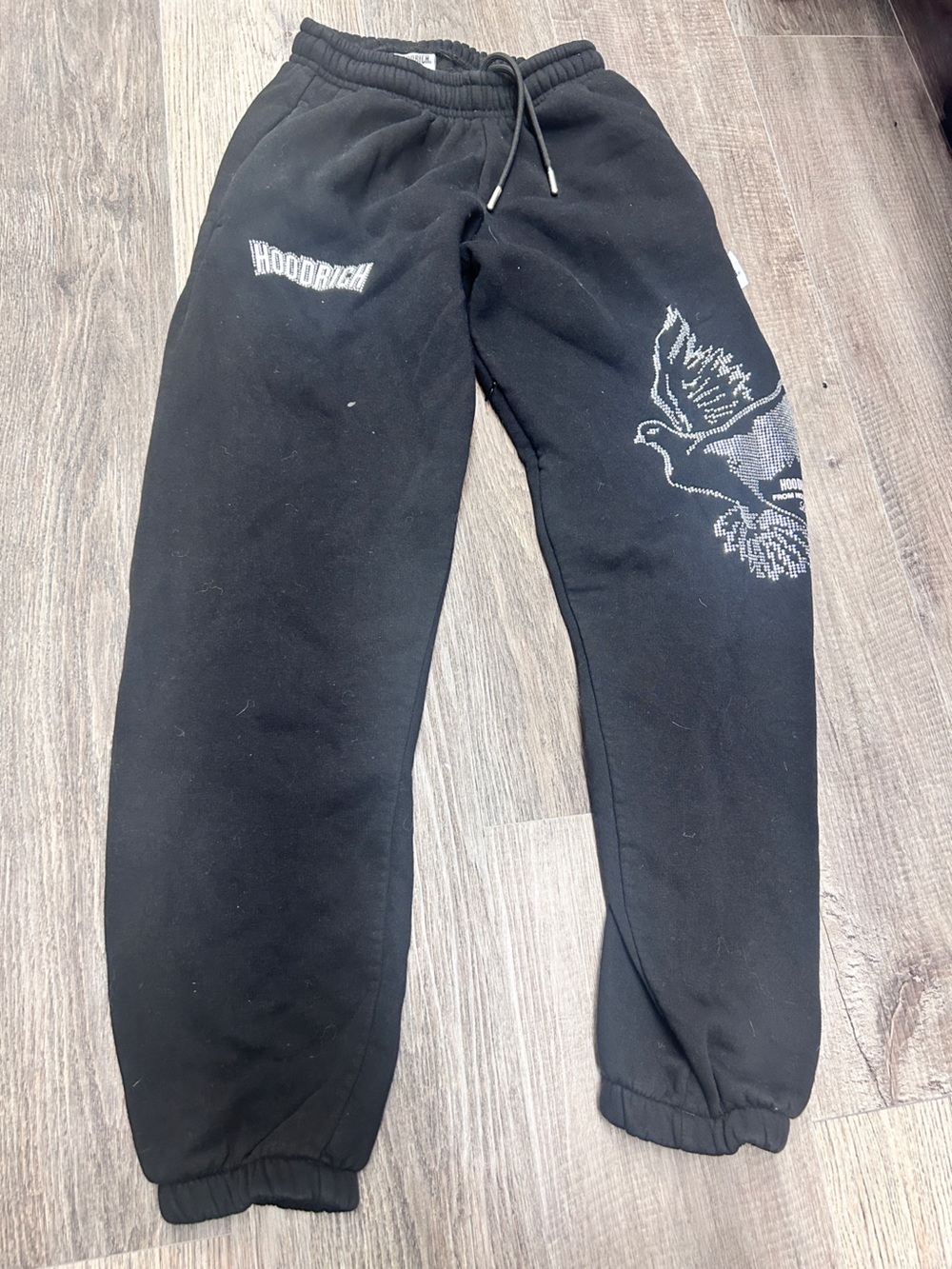 Black Women's sweatpants Pants with Silver Embellished Detail